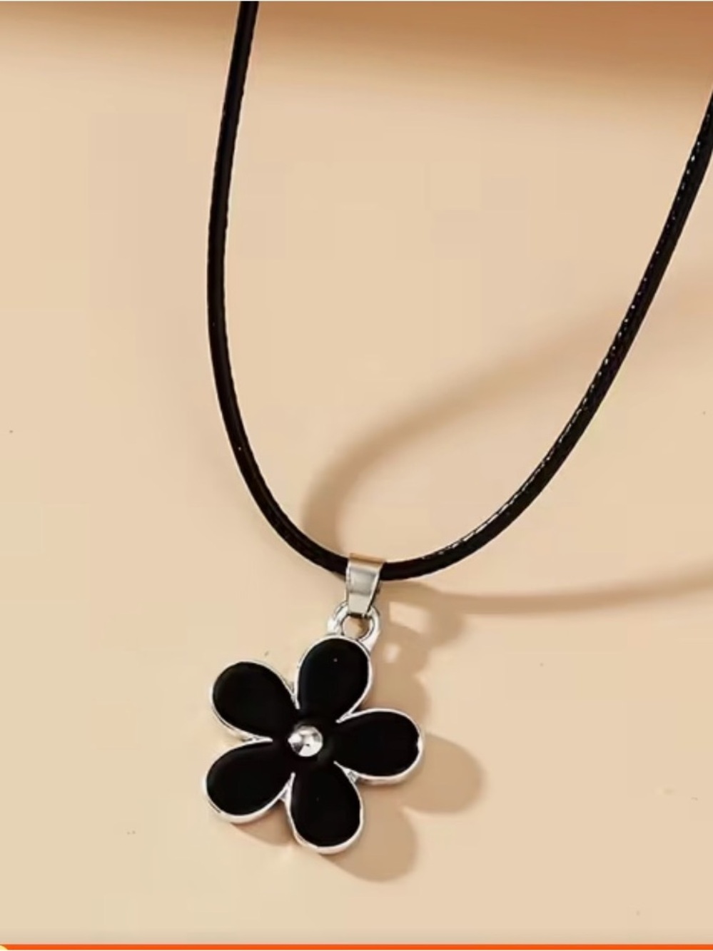 Black Flower Pendant Necklace - Women Jewelry
